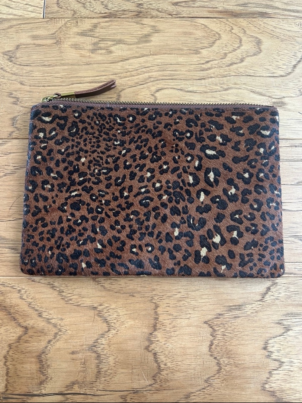 Madewell The Leather Pouch Clutch: Painted Leopard Calf Hair Edition